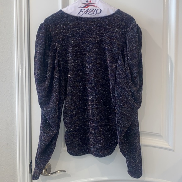 Ramy Brook Charlize Keyhole-Front Metallic Top Size L in Purple Multi - Picture 14 of 16